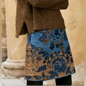 Peruvian Connection Women's Newbury Pima Cotton Floral Metallic Skirt Size S